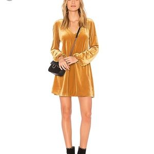 Free people mustard yellow velvet misha mini dress